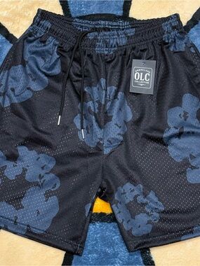 Black Camo Mesh Shorts Medium Large XL Streetwear Gym Summer Drawstring